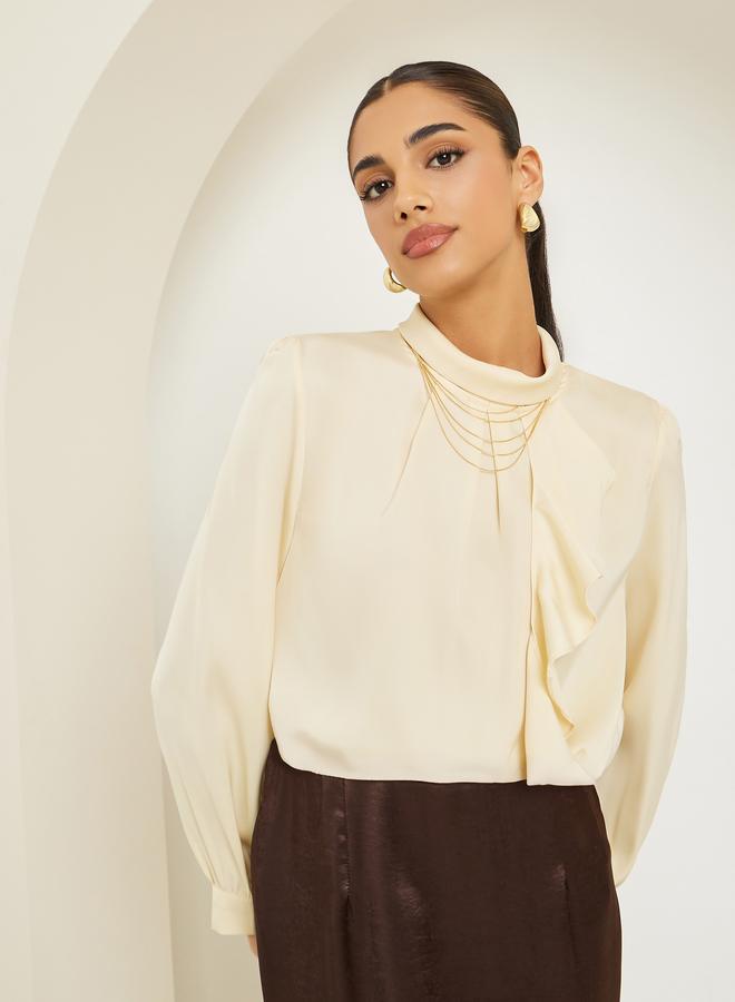 ستايلي بلوزة ساتان مزينة - Image 1